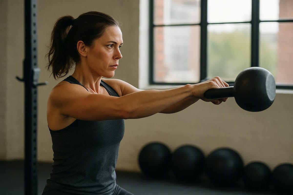 Client performing a kettlebell exercise
